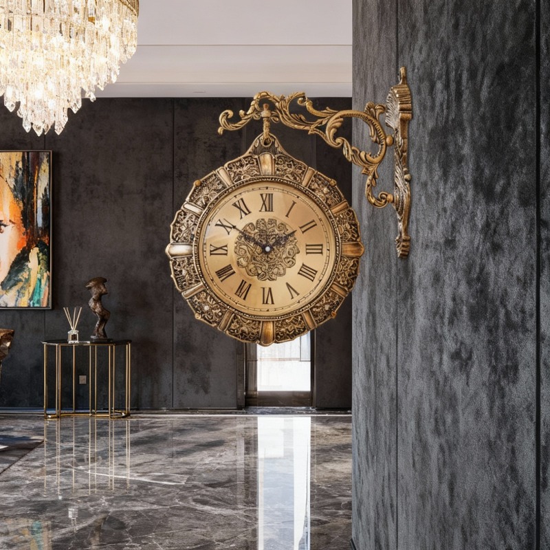 Luxury Lifestyle Aesthetic - Nordic Retro Living Room Wall Clock