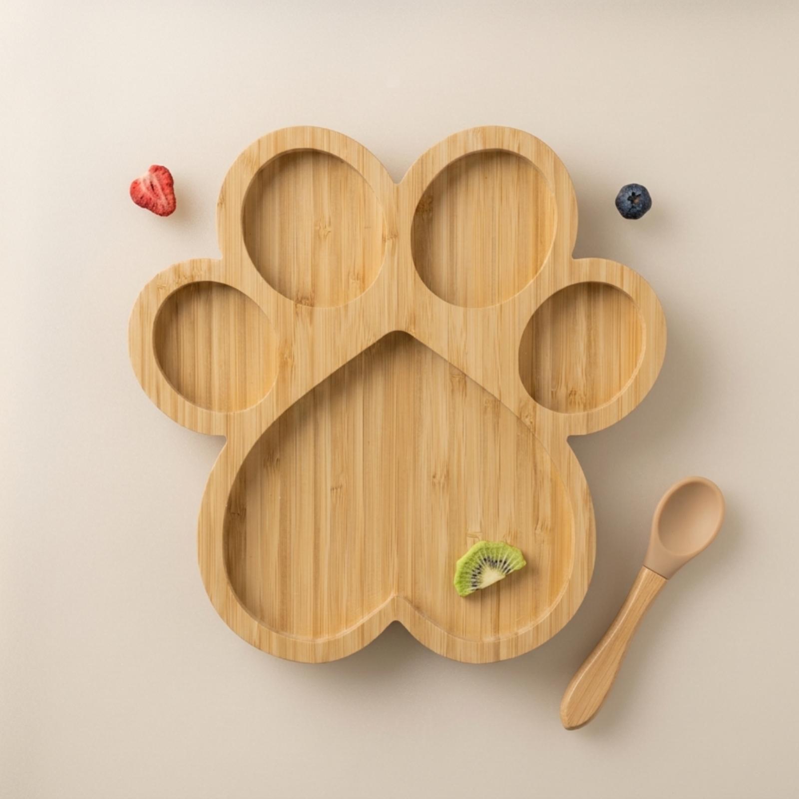 Wooden Serving Tray - Bamboo Plate with Compartments Wooden Plate
