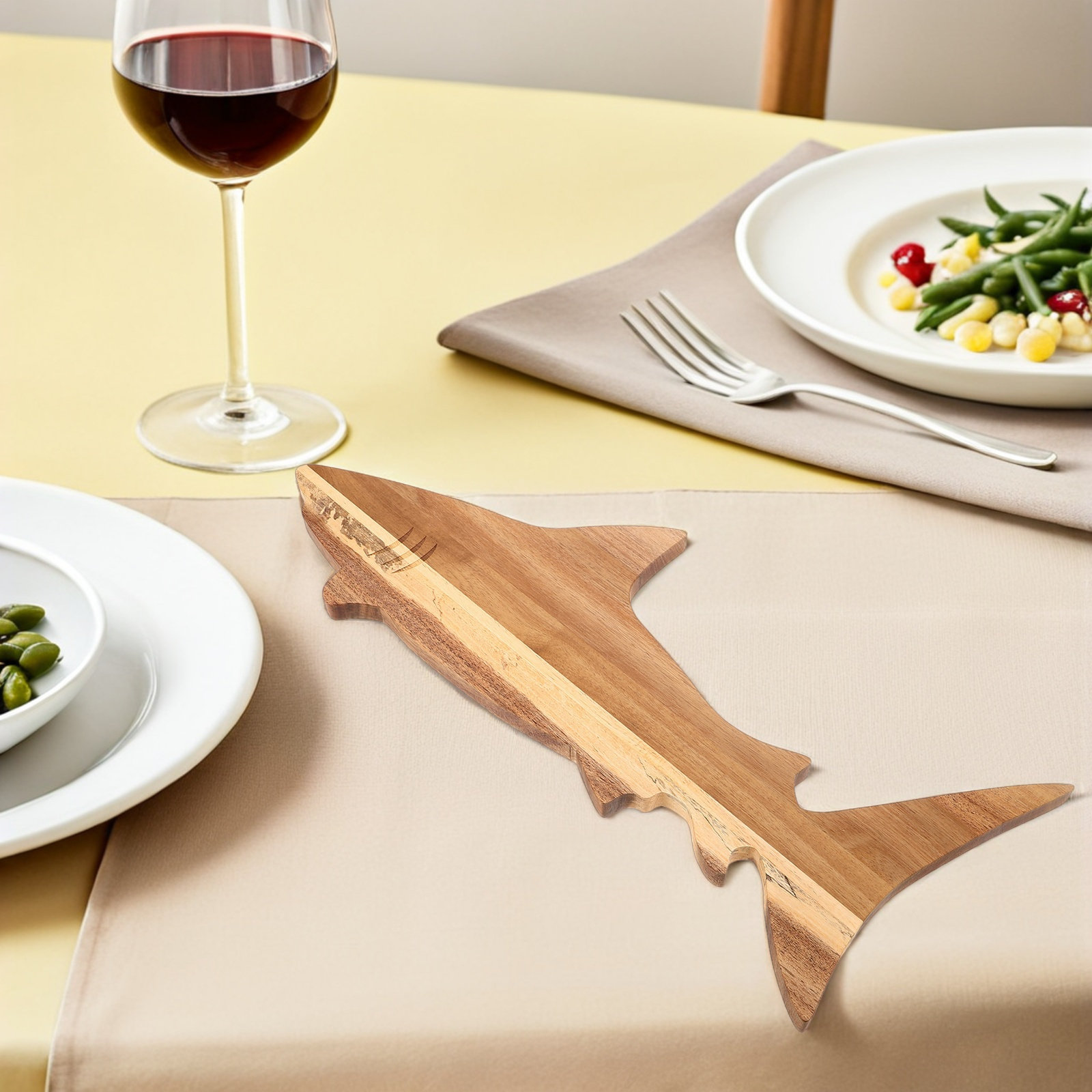Shark Appetizer Plate Acacia W - Wooden Serving Tray 评论和价格