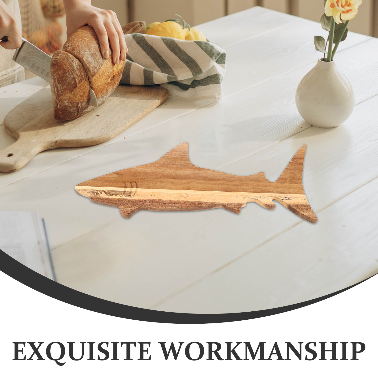 Shark Appetizer Plate Acacia W - Wooden Serving Tray 评论和价格