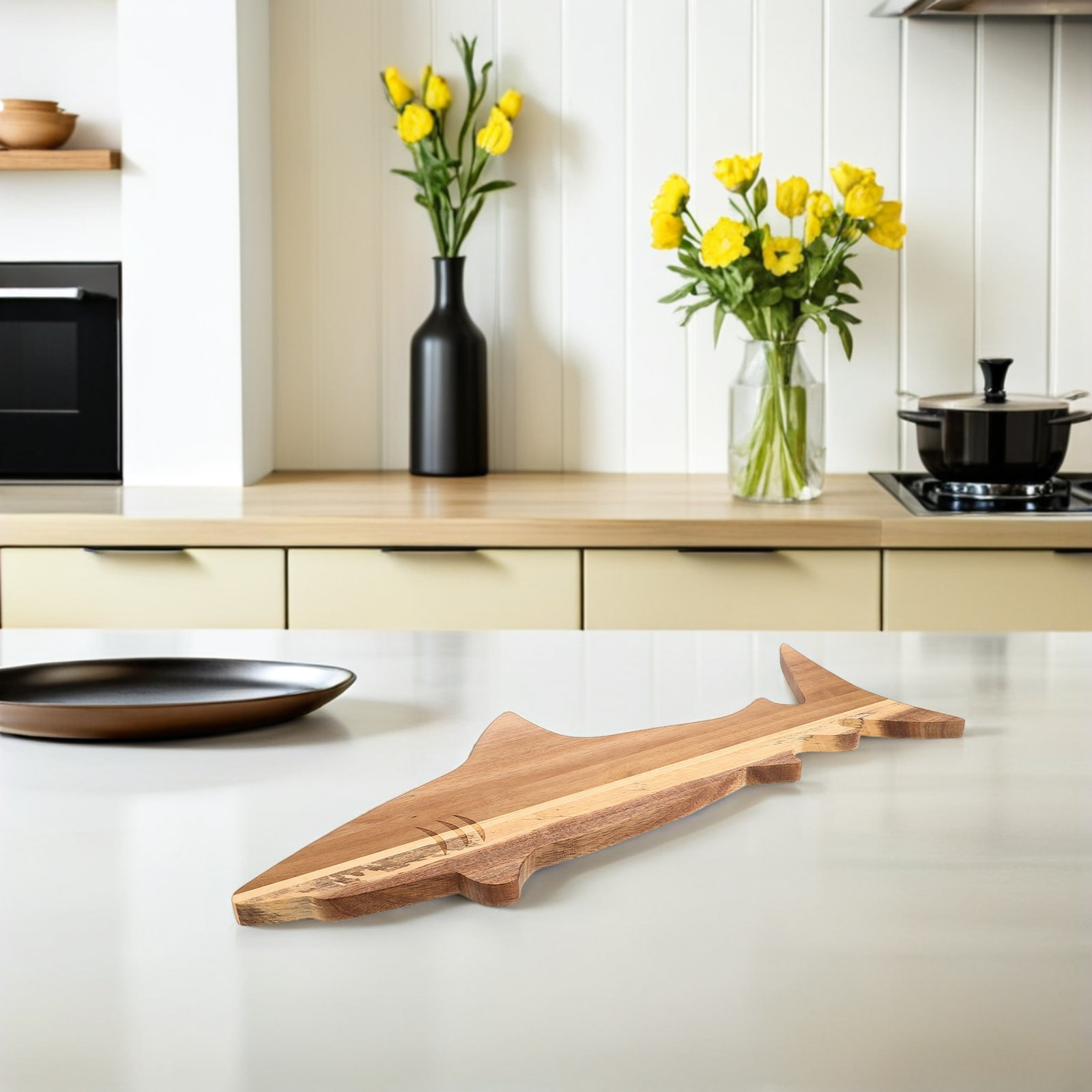 Shark Appetizer Plate Acacia W - Wooden Serving Tray 评论和价格