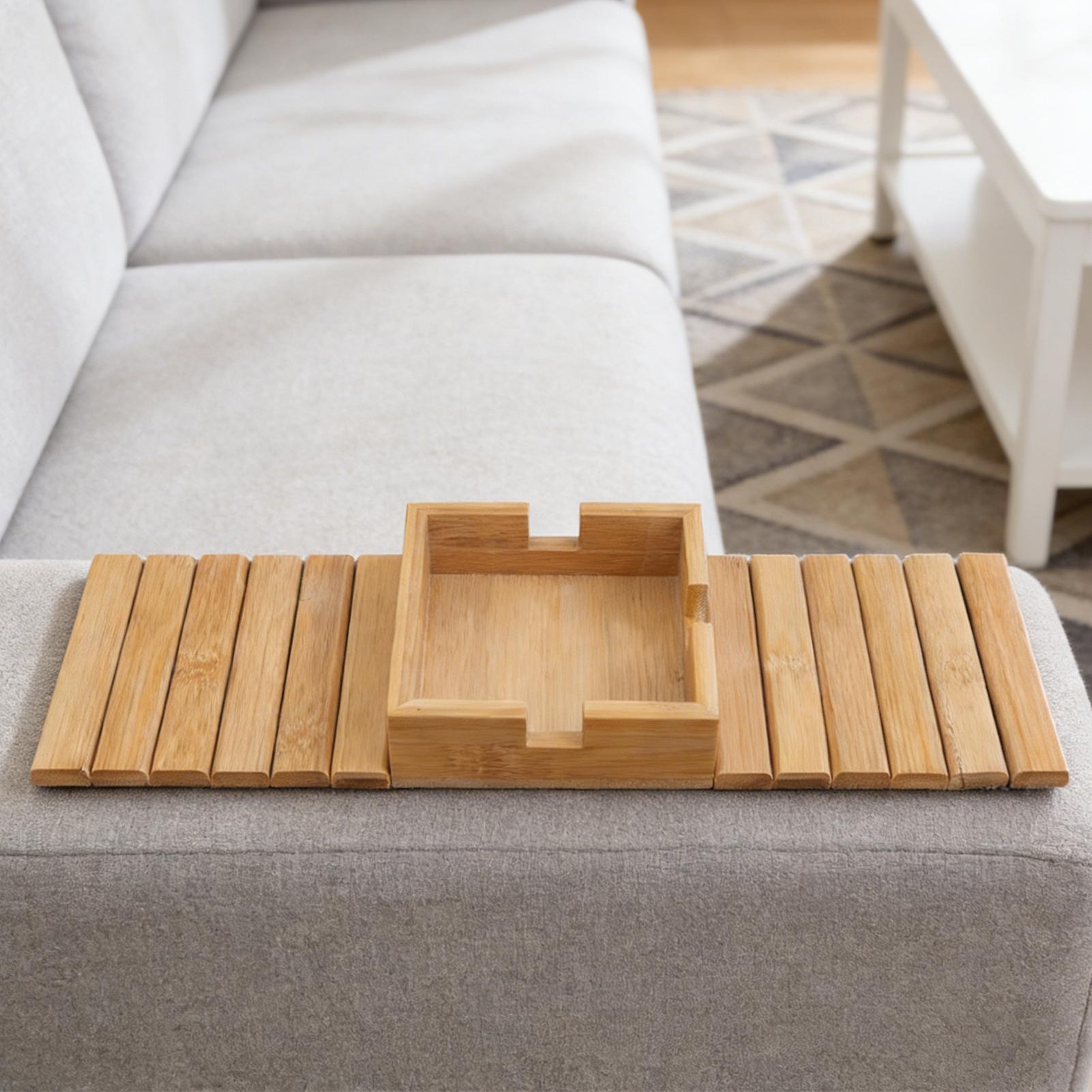 Couch Cup Holder Wood Sofa Arm - Wooden Serving Tray 评论和价格