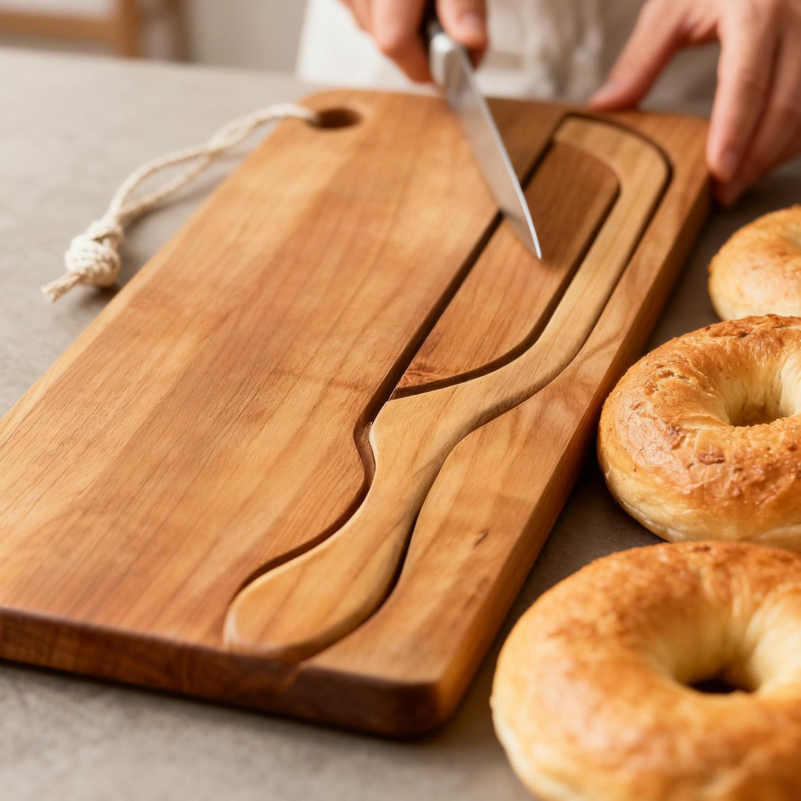 Bread Cutter for Sourdough Bow - Wooden Serving Tray 评论和价格