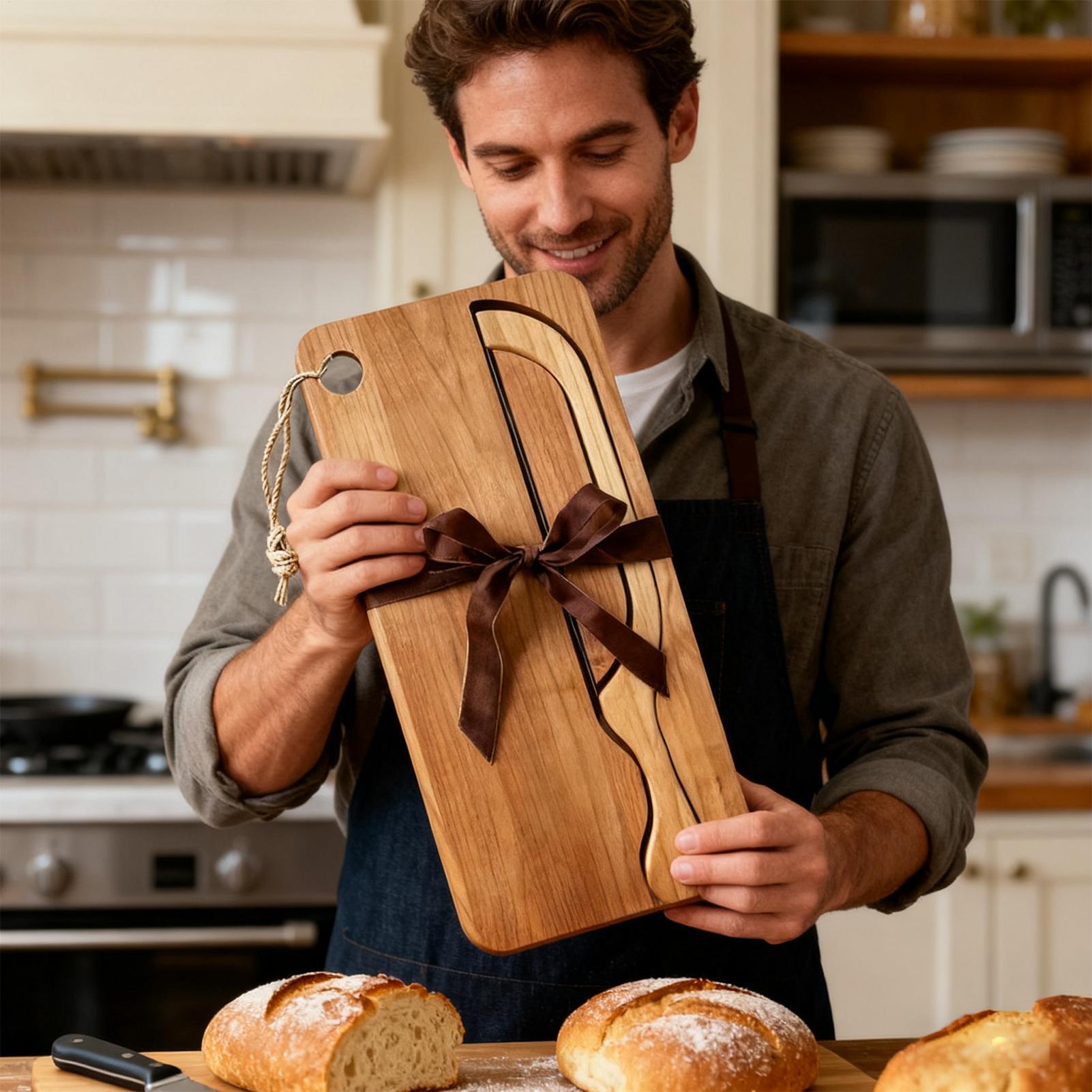 Bread Cutter for Sourdough Bow - Wooden Serving Tray 评论和价格